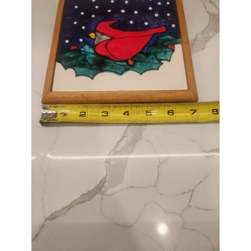 H & R Johnson Tile Cardinal Red Birds Wall Hanging 7x7